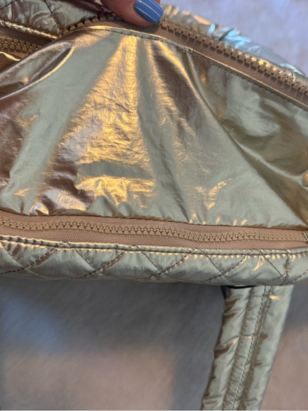 NWT Limited Edition MZ Wallace Quilted Tote Bag, Platinum - Picture 9 of 10
